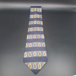 Tommy Hilfiger Navy Paisley Silk Tie Vintage Classic Men’s Necktie